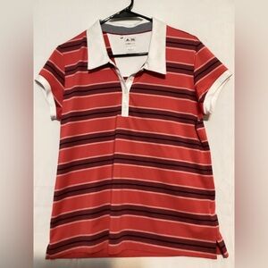 Adidas clima cool red and White Striped Polo Shirt